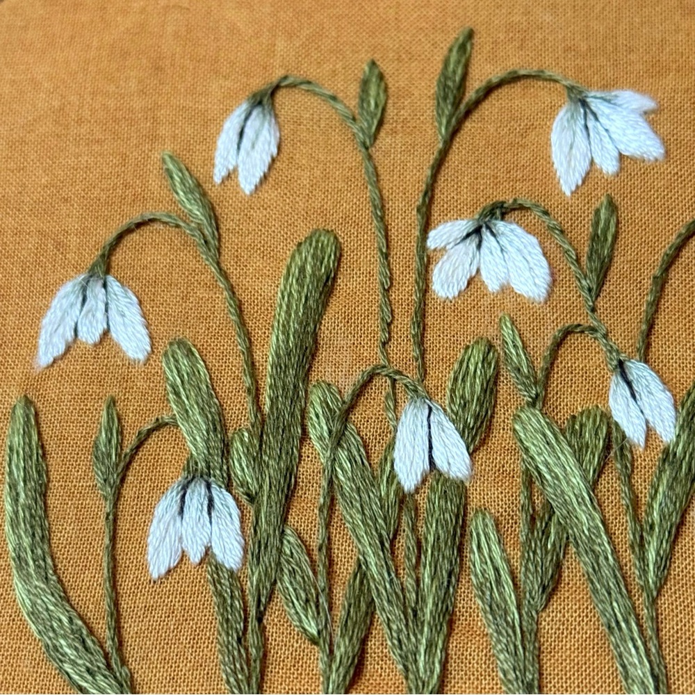 Handmade Snowdrop Embroidery Wall Art - Picture 3 of 6